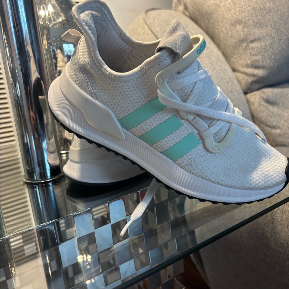 Adidas White and Teal Running Shoes